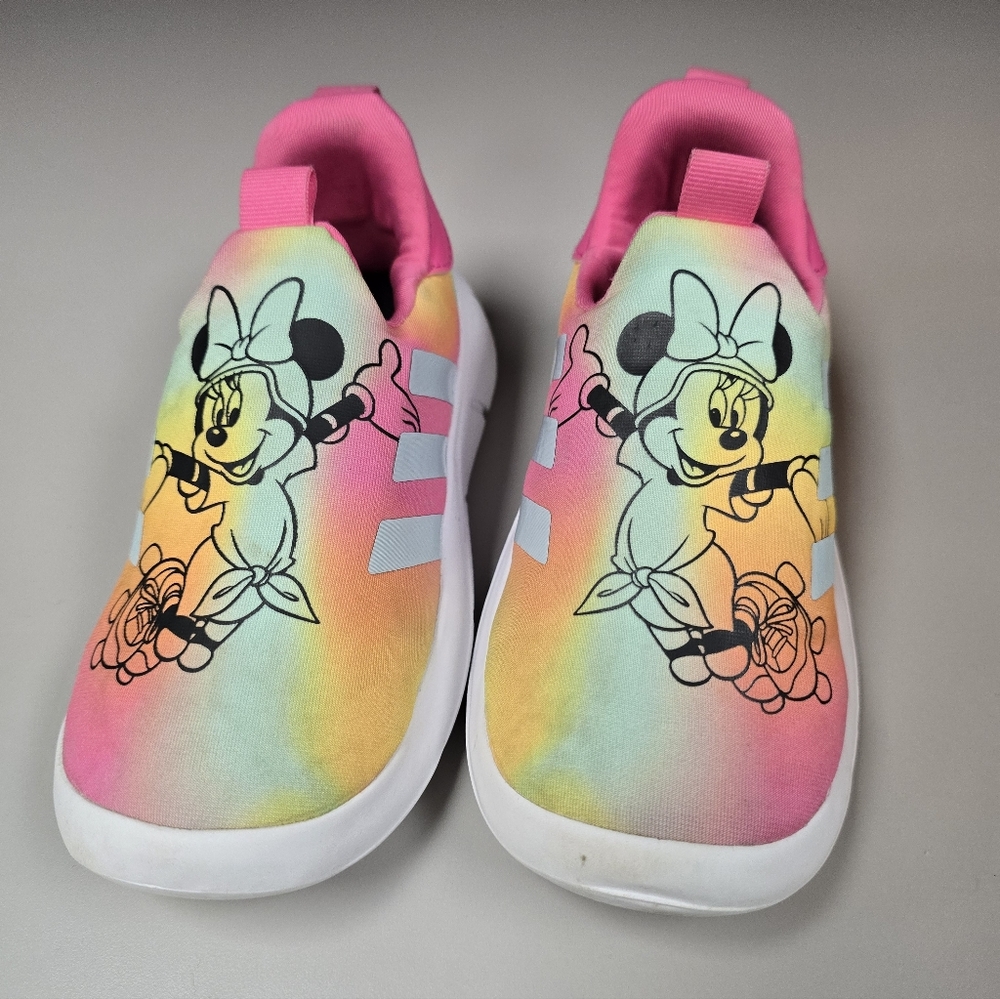 Kids Slip-On Minnie Mouse Rainbow Tie-Dye Shoes - Pink Adidas ID8022 Sz 10k - Picture 4 of 5